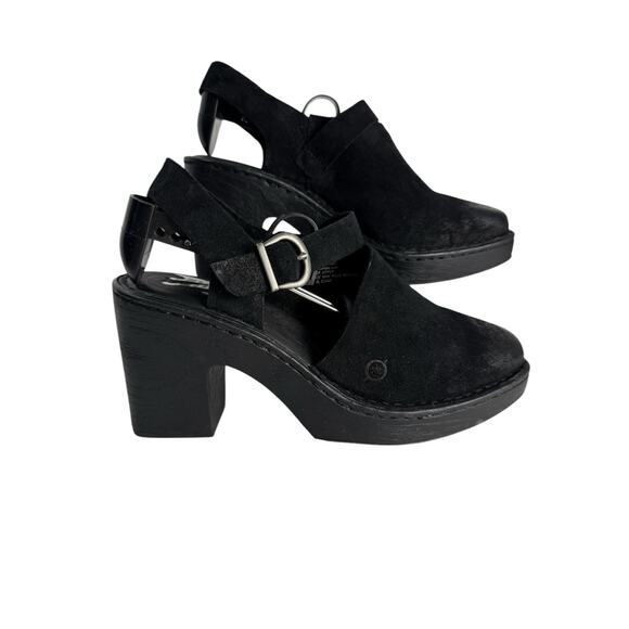 Børn Shoes - Born Women's Strappy Platform Slingback Black Comfort Boho Shoes 9M EUC